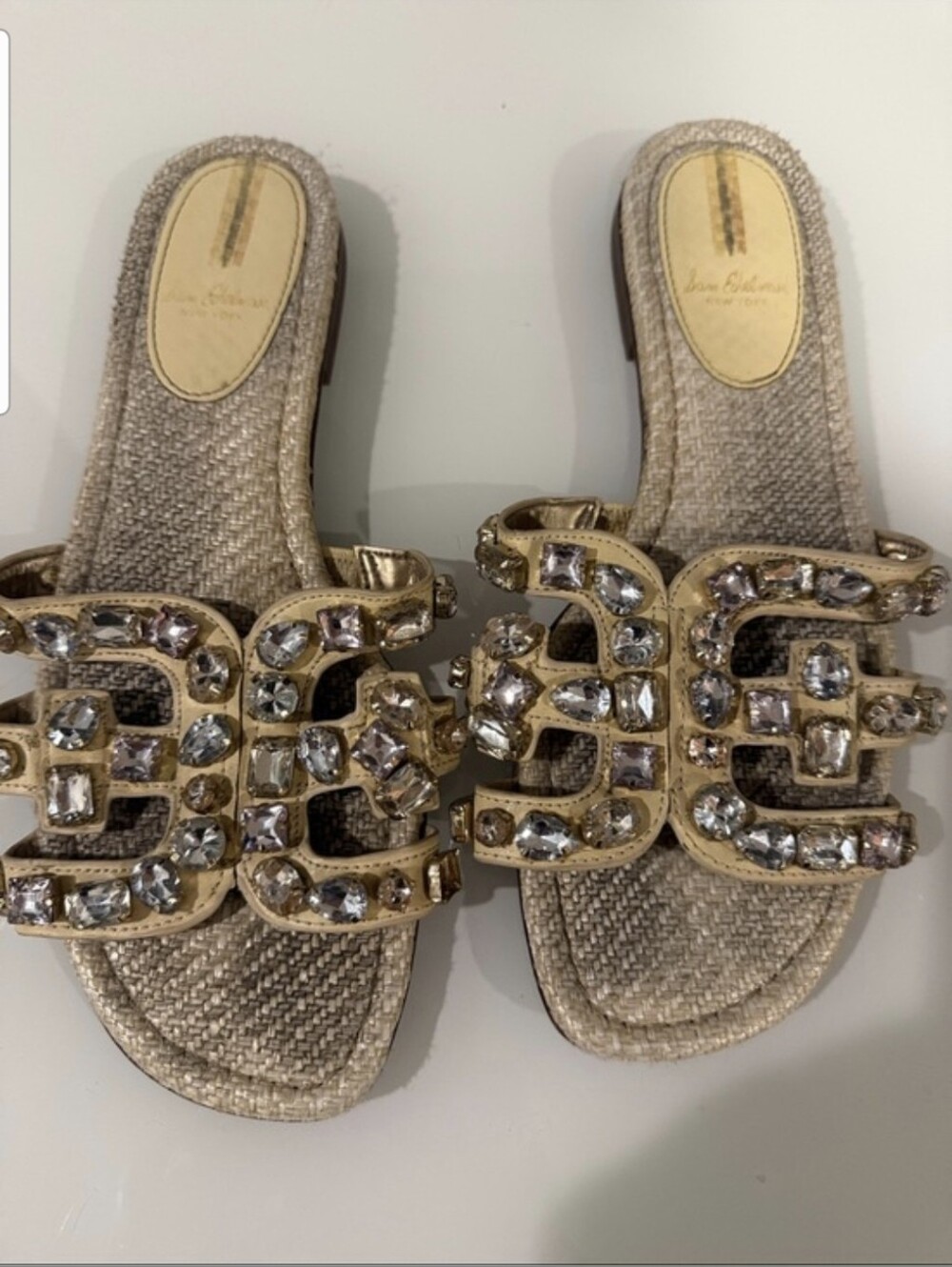 Sam Edelman Gold Jeweled Slide Sandals